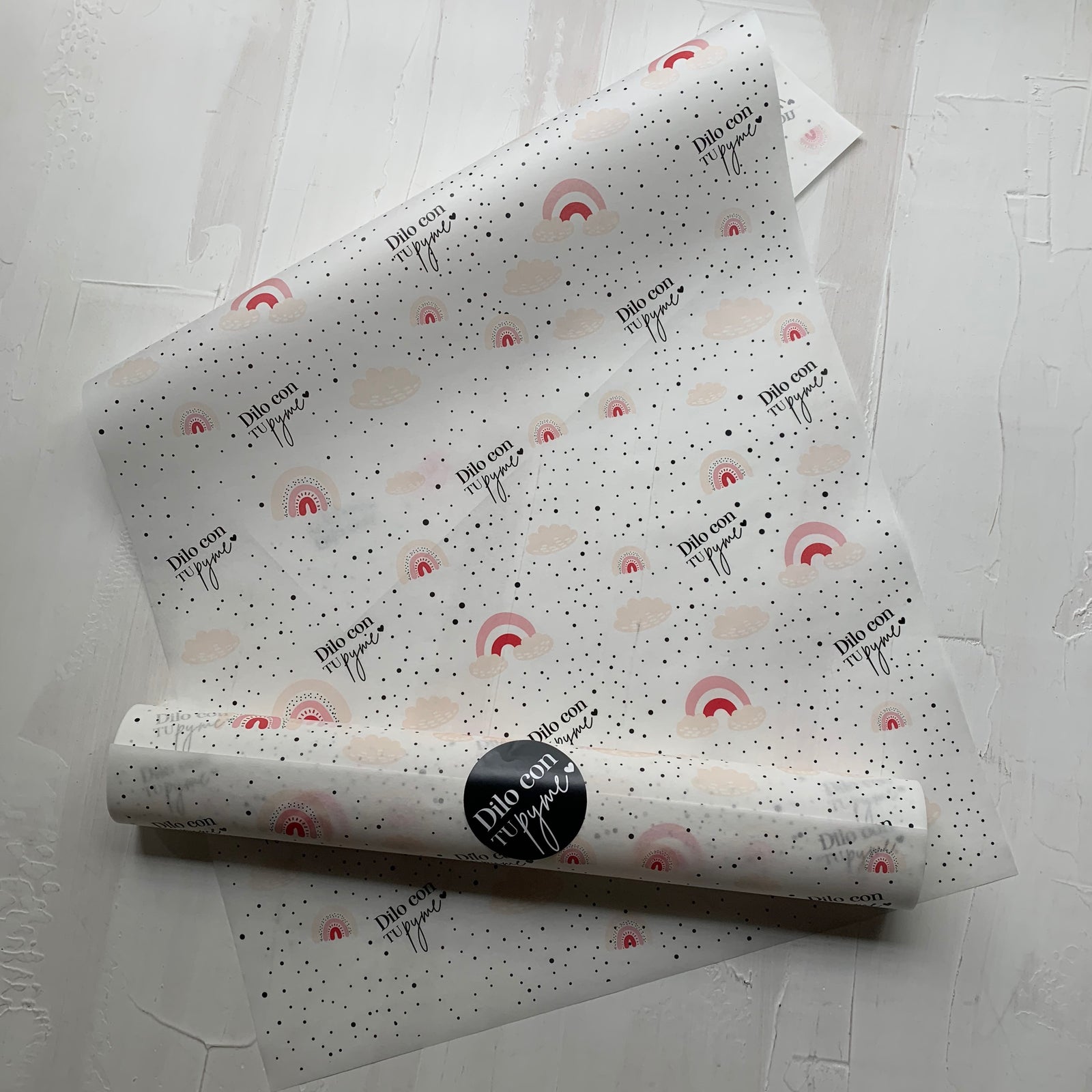 50 PAPEL MANTEQUILLA 33X50 CM - ARCOIRIS - CON LOGO + INFO PINCHANDO LA FOTO