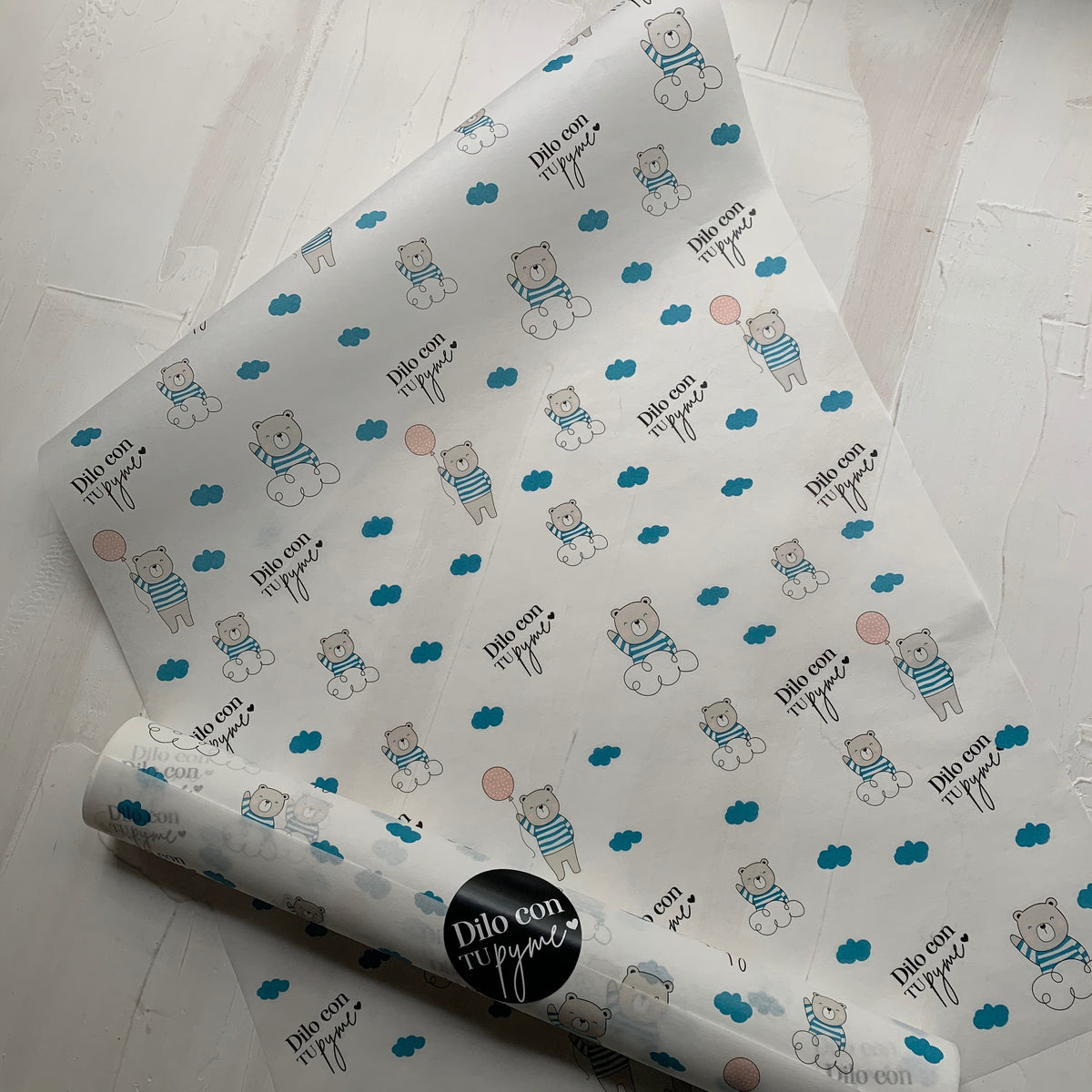 50 PAPEL MANTEQUILLA 33X50 CM - BABY BEAR - CON LOGO + INFO PINCHANDO LA FOTO