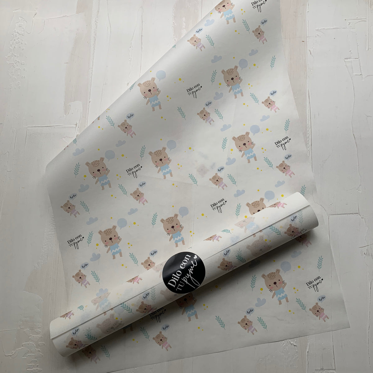 50 PAPEL MANTEQUILLA 33X50 CM - BABY OSO - CON LOGO + INFO PINCHANDO LA FOTO