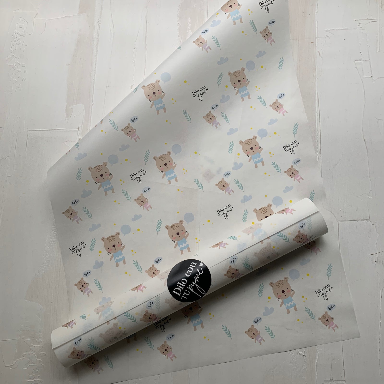 50 PAPEL MANTEQUILLA 33X50 CM - BABY OSO - CON LOGO + INFO PINCHANDO LA FOTO