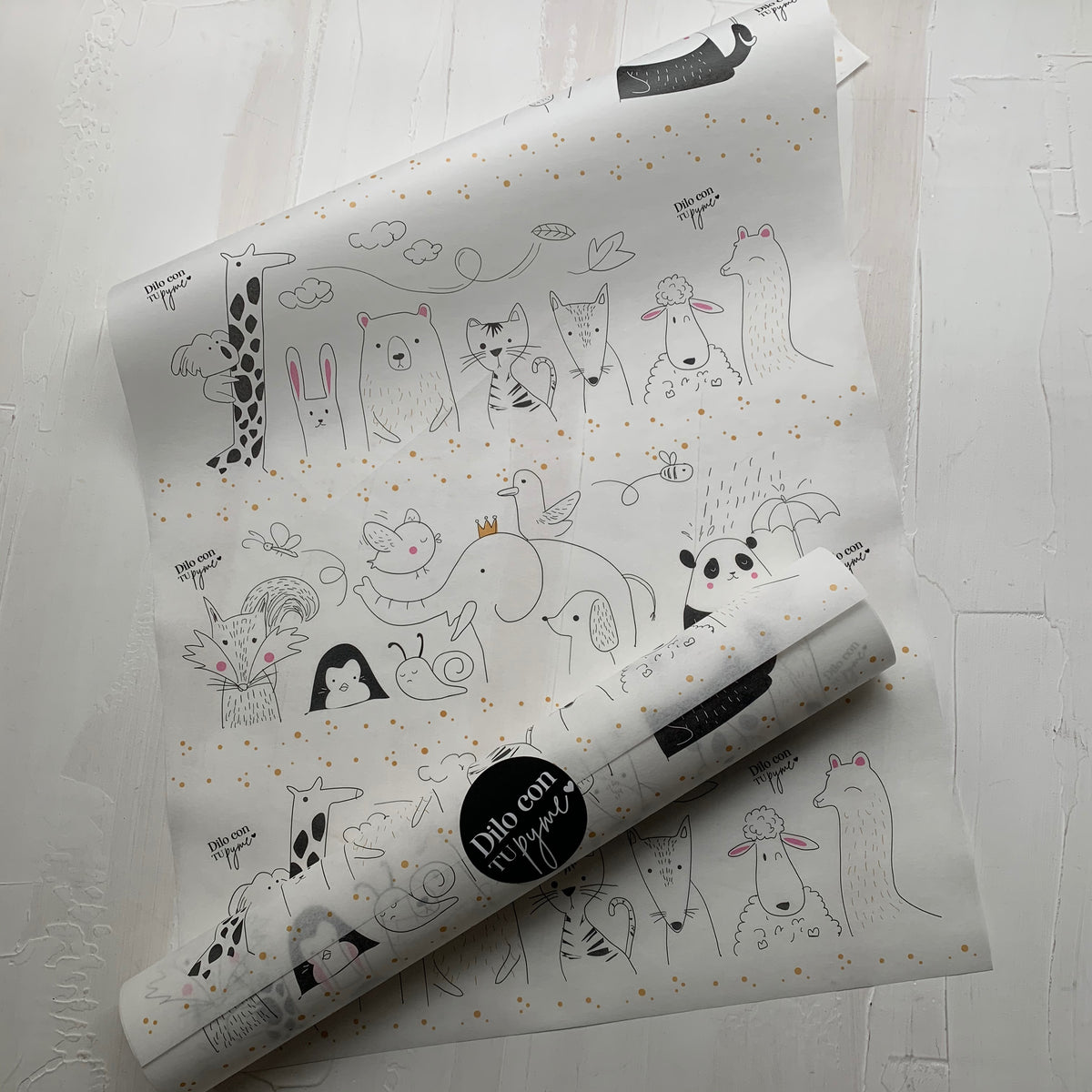 50 PAPEL MANTEQUILLA 33X50 CM - HAPPY ANIMALS - CON LOGO + INFO PINCHANDO LA FOTO