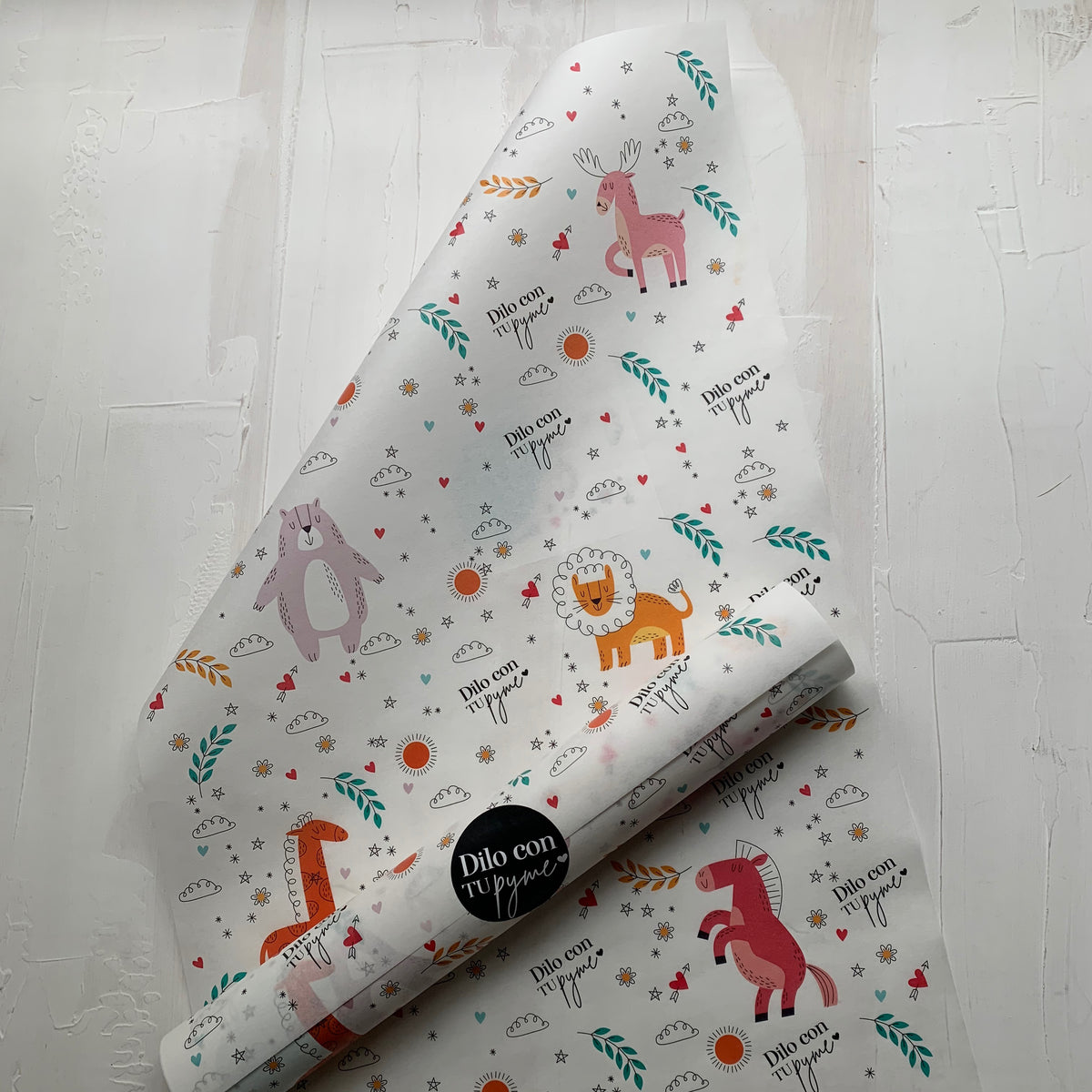 50 PAPEL MANTEQUILLA 33X50 CM - HAPPY ANIMALS 2 - CON LOGO + INFO PINCHANDO LA FOTO