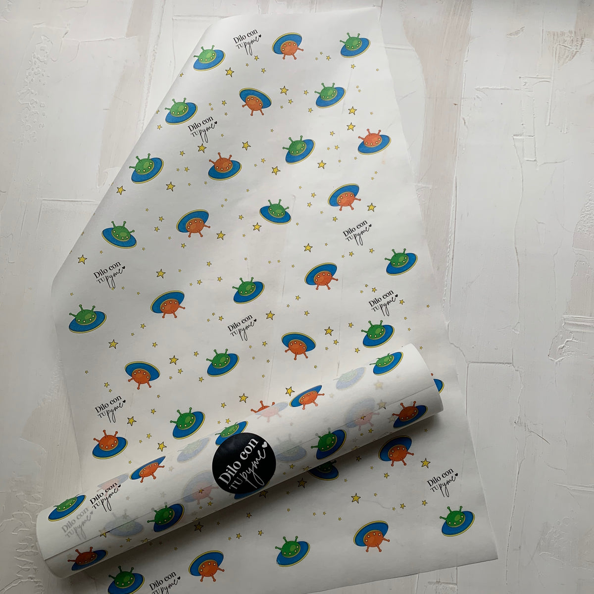 50 PAPEL MANTEQUILLA 33X50 CM - OVNIS - CON LOGO + INFO PINCHANDO LA FOTO