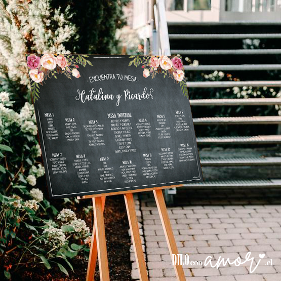 LISTA DE INVITADOS - ROSAS EN PIZARRA - NO INCLUYE ATRIL - PINCHA LA FOTO PARA MÁS INFO