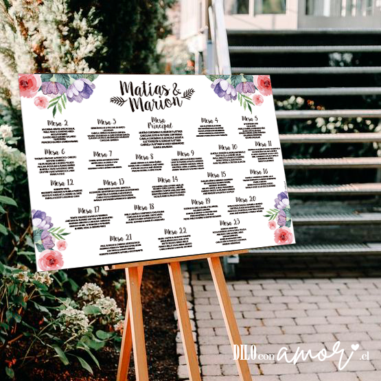 LISTA DE INVITADOS - FLORES EN PUNTAS - NO INCLUYE ATRIL - PINCHA LA FOTO PARA MÁS INFO