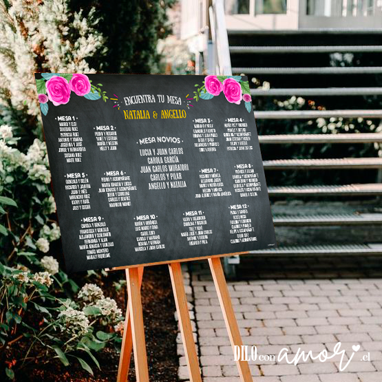 LISTA DE INVITADOS - FLORES EN PIZARRA - NO INCLUYE ATRIL - PINCHA LA FOTO PARA MÁS INFO