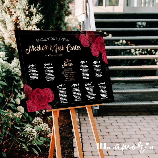 LISTA DE INVITADOS - ROSAS ROJAS - NO INCLUYE ATRIL - PINCHA LA FOTO PARA MÁS INFO