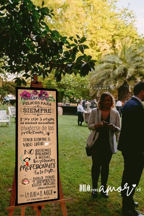 LETRERO 33X100 - FELICES PARA SIEMPRE - NO INCLUYE ATRIL - PINCHA FOTO PARA MÁS INFO