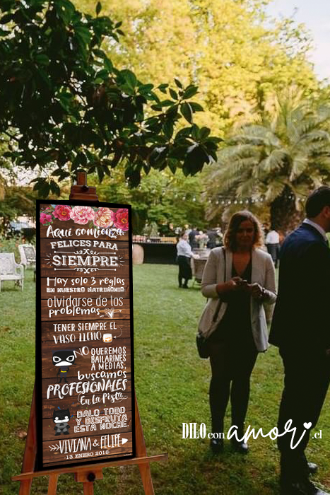 LETRERO 33X100 - FELICES PARA SIEMPRE - NO INCLUYE ATRIL - PINCHA FOTO PARA MÁS INFO