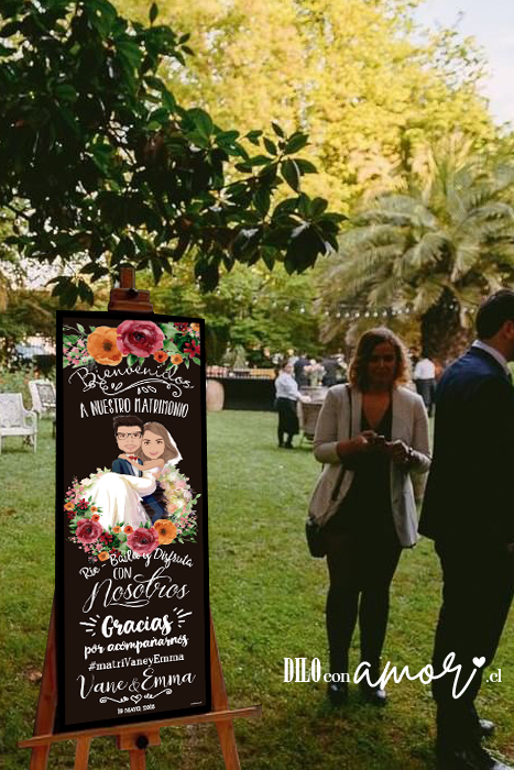 LETRERO 33X100 - CON TU CARICATURA (DEBEN ENVIARLA UDS.) - NO INCLUYE ATRIL - PINCHA FOTO PARA MÁS INFO