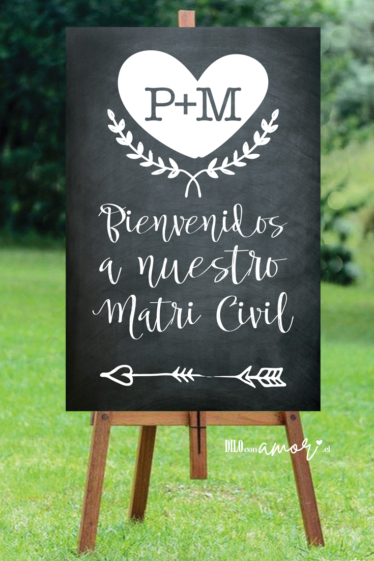 LETRERO 80X100 - CORAZÓN CON INICIALES - NO INCLUYE ATRIL